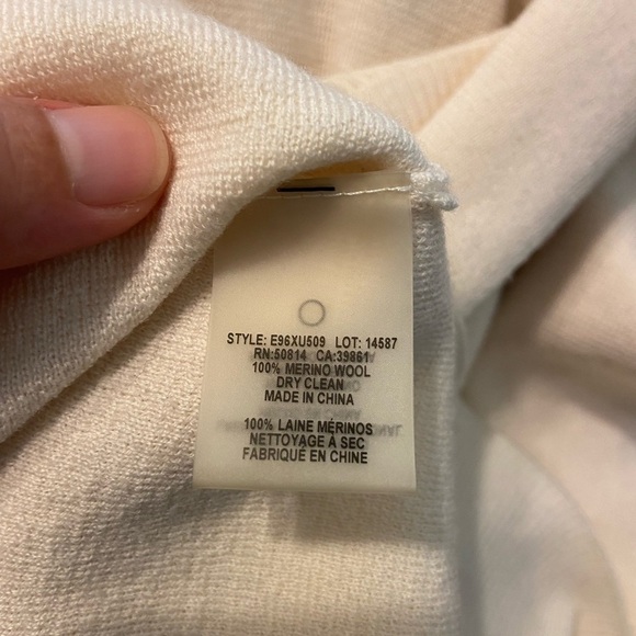 ELIE Tahari Kacey Mock Neck Riffle Trim Sweater 100% Merino Wool - Picture 7 of 7